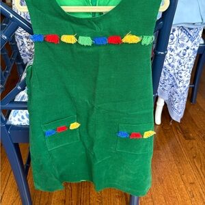 Florence Eiseman Girls Green Fine Wale Corduroy Jumper with Tassels
